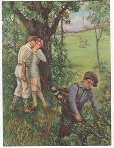 boy and girl paddling canoe